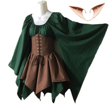 Load image into Gallery viewer, Women Elf Cosplay Medieval Costumes Renaissance Victorian Gothic Queen Dresses with Corset Halloween Elves Performance Clothes
