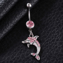 Load image into Gallery viewer, Women Fashion Piercing Pink Color Crystal Heart Wing Belly Navel Ring Dangle Personality Body Jewelry Accessories
