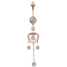 Load image into Gallery viewer, Women Fashion Piercing Pink Color Crystal Heart Wing Belly Navel Ring Dangle Personality Body Jewelry Accessories
