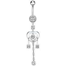 Load image into Gallery viewer, Women Fashion Piercing Pink Color Crystal Heart Wing Belly Navel Ring Dangle Personality Body Jewelry Accessories
