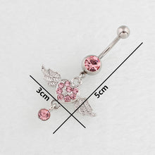 Load image into Gallery viewer, Women Fashion Piercing Pink Color Crystal Heart Wing Belly Navel Ring Dangle Personality Body Jewelry Accessories

