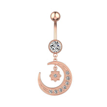 Load image into Gallery viewer, Women Fashion Piercing Pink Color Crystal Heart Wing Belly Navel Ring Dangle Personality Body Jewelry Accessories
