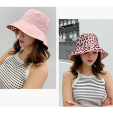 Load image into Gallery viewer, Women Leopard Print Bucket Comfortable Breathe Foldable Men Beach Flat Top Sun Fishing Hat High Quality Flat Panama Hat Street
