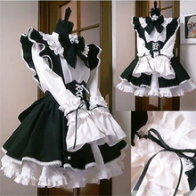 Load image into Gallery viewer, Women Maid Outfit Lolita Cosplay Cute Sexy Erotic Kawaii Cafe Costume Black White Men Uniform Apron Dress Cute Bowknot Mucama
