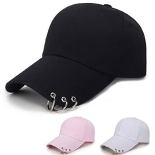 Load image into Gallery viewer, Women Men Hip Hop Kpop Snapback Baseball Cap Solid Color With Ring Sport Dancing Travel Lover Dad Hat Caps Streetwear Adjustable
