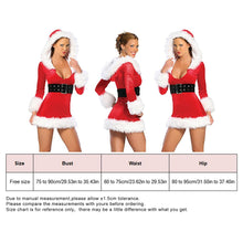 Load image into Gallery viewer, Women Santa Claus Costume Long Sleeve Hoodie Dress and Belt  Womens Santa Claus Costume Red Long Sleeve Hooded Dress Christmas
