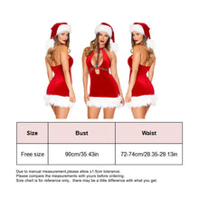 Load image into Gallery viewer, Women Santa Costume Christmas Hat with Dress and Leg Warmers New Christmas V-neck Plaid Sling Dress Women's Santa Claus Costume
