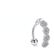 Load image into Gallery viewer, Women Trend Piercing Goth Stainless Steel Crystal Belly Button Piercings Dangle Flower Accessories Punk Women's Navel Rings
