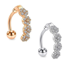 Load image into Gallery viewer, Women Trend Piercing Goth Stainless Steel Crystal Belly Button Piercings Dangle Flower Accessories Punk Women's Navel Rings
