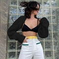Load image into Gallery viewer, Women Ultra-short Sweater Coat 2023 Autumn Winter Long Sleeve Loose Knitted Crop Tops Solid Color Sexy Cardigan Sweaters Tops
