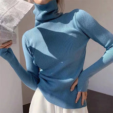Load image into Gallery viewer, Women heaps collar Turtleneck Sweaters Autumn Winter Slim Pullover Women Basic Tops Casual Soft Knit Sweater Soft Warm Jumper
