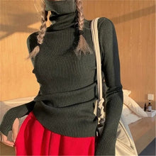 Load image into Gallery viewer, Women heaps collar Turtleneck Sweaters Autumn Winter Slim Pullover Women Basic Tops Casual Soft Knit Sweater Soft Warm Jumper
