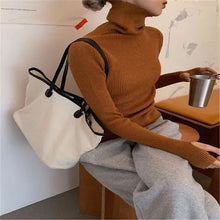 Load image into Gallery viewer, Women heaps collar Turtleneck Sweaters Autumn Winter Slim Pullover Women Basic Tops Casual Soft Knit Sweater Soft Warm Jumper
