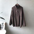 Load image into Gallery viewer, Women's Oversized Cable-knit Wool Sweater Thick Warm Knitted Pullover Solid Long Sleeve Turtleneck  Zip Up Winter Coat C-148
