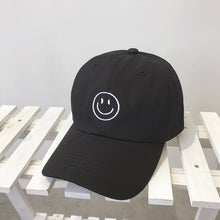 Load image into Gallery viewer, Women's Smile Face Embroidery Baseball Caps Kpop Black Cotton Adjustable Snapback Funny Hip Hop Cap Autumn Sun Dad Hats for Mens
