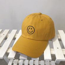 Load image into Gallery viewer, Women's Smile Face Embroidery Baseball Caps Kpop Black Cotton Adjustable Snapback Funny Hip Hop Cap Autumn Sun Dad Hats for Mens
