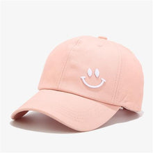 Load image into Gallery viewer, Women's Smile Face Embroidery Baseball Caps Kpop Black Cotton Adjustable Snapback Funny Hip Hop Cap Autumn Sun Dad Hats for Mens
