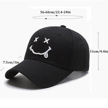 Load image into Gallery viewer, Women's Smile Face Embroidery Baseball Caps Kpop Black Cotton Adjustable Snapback Funny Hip Hop Cap Autumn Sun Dad Hats for Mens
