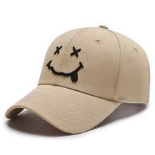 Load image into Gallery viewer, Women's Smile Face Embroidery Baseball Caps Kpop Black Cotton Adjustable Snapback Funny Hip Hop Cap Autumn Sun Dad Hats for Mens
