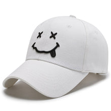 Load image into Gallery viewer, Women's Smile Face Embroidery Baseball Caps Kpop Black Cotton Adjustable Snapback Funny Hip Hop Cap Autumn Sun Dad Hats for Mens
