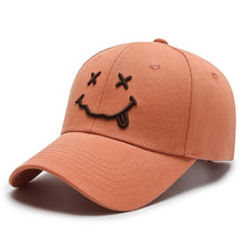 Load image into Gallery viewer, Women's Smile Face Embroidery Baseball Caps Kpop Black Cotton Adjustable Snapback Funny Hip Hop Cap Autumn Sun Dad Hats for Mens
