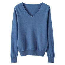 Load image into Gallery viewer, Women's Sweater 2023 Autumn Winter Knitted Pullovers V-neck Slim Fit Bottoming Shirt Solid Soft Knitwear Jumpers Basic Sweaters
