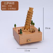 Load image into Gallery viewer, Wooden Music Box  Home Creative Solid Wood Carousel Ferris Wheel Crafts Valentine's Day Gift Decoration Box christmas music box
