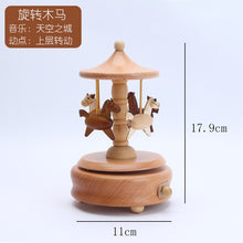 Load image into Gallery viewer, Wooden Music Box  Home Creative Solid Wood Carousel Ferris Wheel Crafts Valentine's Day Gift Decoration Box christmas music box
