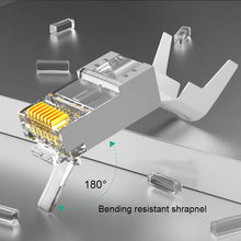 Load image into Gallery viewer, xintylink CAT8 CAT7 CAT6A rj45 connector 50U RJ 45 ethernet cable plug network SFTP FTP shielded jack 1.5mm hole pass through

