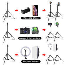 Load image into Gallery viewer, 1.1m/1.6m/2.0 Heigth Aluminum Tripod with 1/4 Screw for Gopro Huawei Phone Live Vlog Photography Selfie Stick Stand

