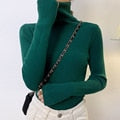 Load image into Gallery viewer, Women Pullover Turtleneck Sweater Autumn Long Sleeve Slim Elastic Korean Simple Basic Cheap Jumper Solid Color Top
