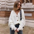 Load image into Gallery viewer, Women's Knitted Cardigans Sweater Fashion Autumn Long Sleeve Loose Coat Casual Button Thick V Neck Solid Female Tops
