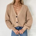 Load image into Gallery viewer, Women's Knitted Cardigans Sweater Fashion Autumn Long Sleeve Loose Coat Casual Button Thick V Neck Solid Female Tops
