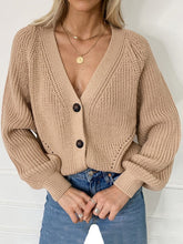 Load image into Gallery viewer, Women's Knitted Cardigans Sweater Fashion Autumn Long Sleeve Loose Coat Casual Button Thick V Neck Solid Female Tops

