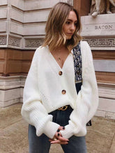 Load image into Gallery viewer, Women's Knitted Cardigans Sweater Fashion Autumn Long Sleeve Loose Coat Casual Button Thick V Neck Solid Female Tops
