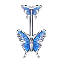 Load image into Gallery viewer, 16G Butterfly Navel Belly Piercing Stainless Steel Belly Button Ring Women Colorful Crystal Butterfly Sexy Body Piercing Gift

