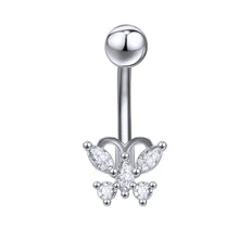 Load image into Gallery viewer, 16G Butterfly Navel Belly Piercing Stainless Steel Belly Button Ring Women Colorful Crystal Butterfly Sexy Body Piercing Gift
