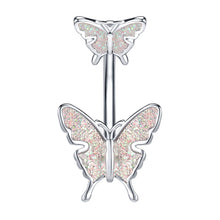 Load image into Gallery viewer, 16G Butterfly Navel Belly Piercing Stainless Steel Belly Button Ring Women Colorful Crystal Butterfly Sexy Body Piercing Gift
