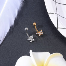 Load image into Gallery viewer, 16G Butterfly Navel Belly Piercing Stainless Steel Belly Button Ring Women Colorful Crystal Butterfly Sexy Body Piercing Gift
