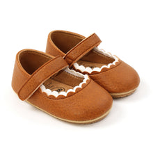 Load image into Gallery viewer, Soft Leather Baby Moccasins Shoes Newborn Rubber Sole Baby Shoes Floral Borders Toddler Shoes Baby Girls Anti-Slip Prewalker
