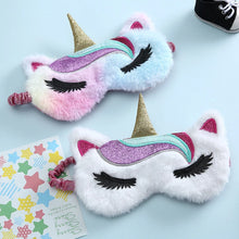 Load image into Gallery viewer, Soft Plush Sleeping Mask Eye Masks Cute Glitter Unicorn Eye Cover Plush Eyepatch Eye Cover Sleeping Blindfold for Travel Rest

