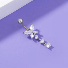 Load image into Gallery viewer, Zirconia butterfly pendant body piercing jewellery crystal navel ring
