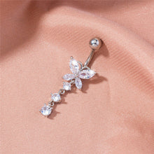 Load image into Gallery viewer, Zirconia butterfly pendant body piercing jewellery crystal navel ring
