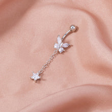 Load image into Gallery viewer, Zirconia butterfly pendant body piercing jewellery crystal navel ring

