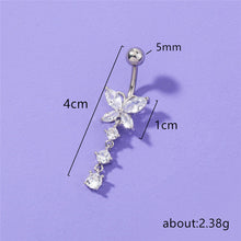 Load image into Gallery viewer, Zirconia butterfly pendant body piercing jewellery crystal navel ring
