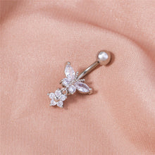 Load image into Gallery viewer, Zirconia butterfly pendant body piercing jewellery crystal navel ring
