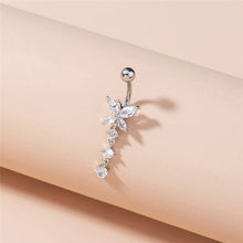Load image into Gallery viewer, Zirconia butterfly pendant body piercing jewellery crystal navel ring
