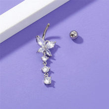 Load image into Gallery viewer, Zirconia butterfly pendant body piercing jewellery crystal navel ring
