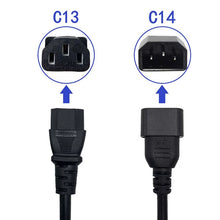 Load image into Gallery viewer, Black IEC320 C13 Female to C14 Male UPS PDU Power Cord 0.75mmx2 Desktop Computer Extension Power Cable 10A 250V 3 Cores 1.5M
