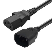 Load image into Gallery viewer, Black IEC320 C13 Female to C14 Male UPS PDU Power Cord 0.75mmx2 Desktop Computer Extension Power Cable 10A 250V 3 Cores 1.5M
